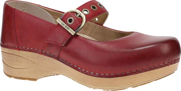 Quarter turn view Women's Dansko Footwear style name Xp 2.0 Mary Jane in color Red. Sku: 3960041421