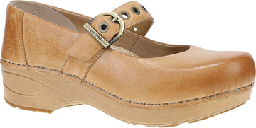 Quarter turn view Women's Dansko Footwear style name XP 2.0 Mary Jane in color Honey Distressed. Sku: 3960581421