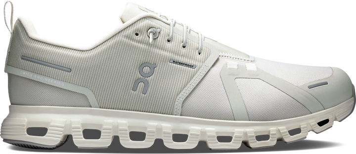 Quarter turn view Men's On Running Footwear style name Cloud 6 Waterproof in color Pelican/ Ghost. Sku: 3MF10063563