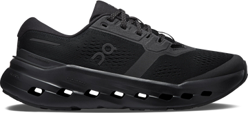 Quarter turn view Men's On Running Footwear style name Cloudrunner 3 in color Black/ Black. Sku: 3MG10071043