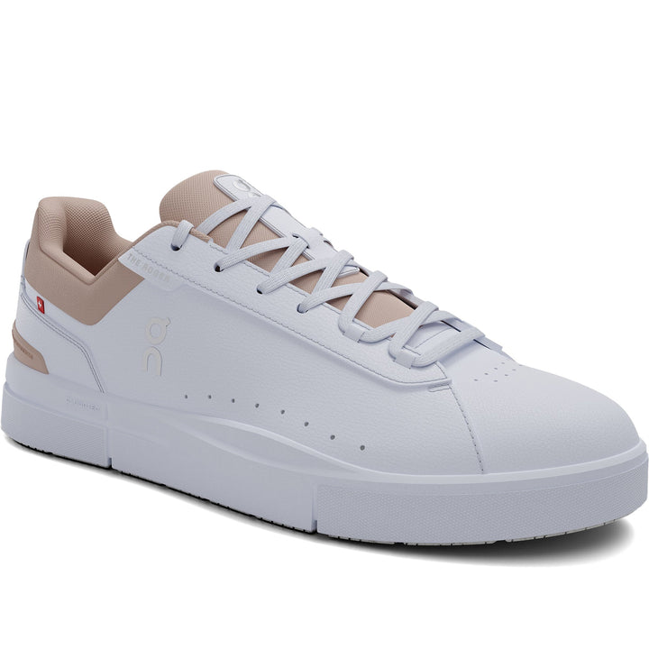 Quarter turn Women's On Running Footwear style name Roger Advantage in color White/ Rosehip. Sku: 3WD10652349