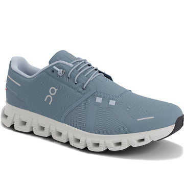 Quarter turn Women's On Running Footwear style name Cloud 6 in color Chambray/ White. Sku: 3WF10061508