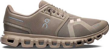 Quarter turn view Women's On Running Footwear style name Cloud 6 in color Cinder/ Fog. Sku: 3WF10062566