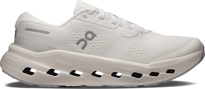 Quarter turn view Women's On Running Footwear style name Cloudrunner 3 in color White/ Ivory. Sku: 3WG10050924