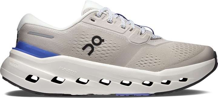 Quarter turn view Women's On Running Footwear style name Cloudrunner 3 in color Pearl/ Sailor. Sku: 3WG10054686