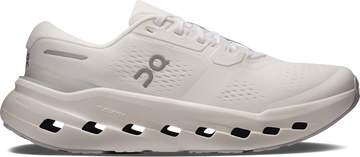 Quarter turn view Women's On Running Footwear style name Cloudrunner 3 Wide in color White/ Ivory. Sku: 3WG10070924