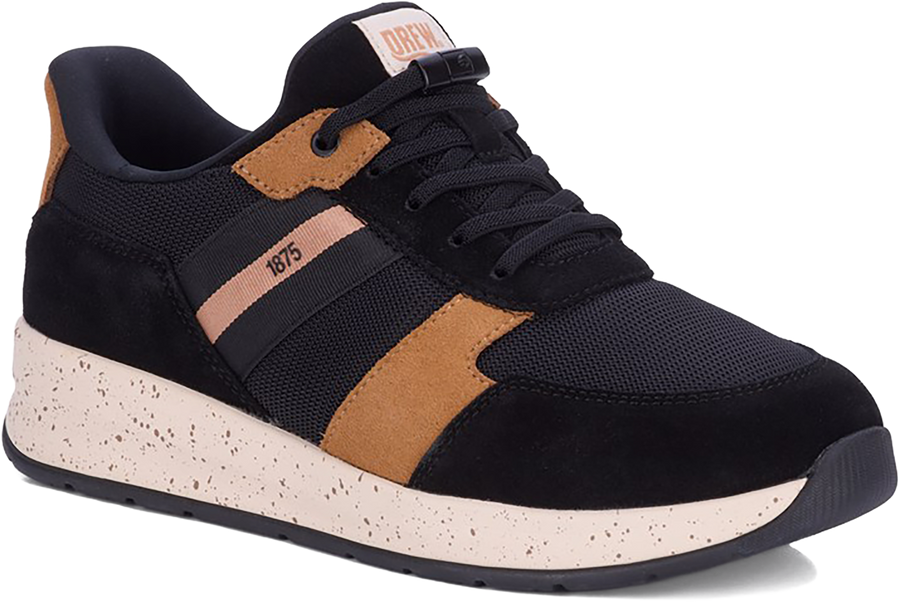 Quarter turn view Men's Drew Footwear style name Connor 4E in color BLK COMBO. Sku: 40113-194E