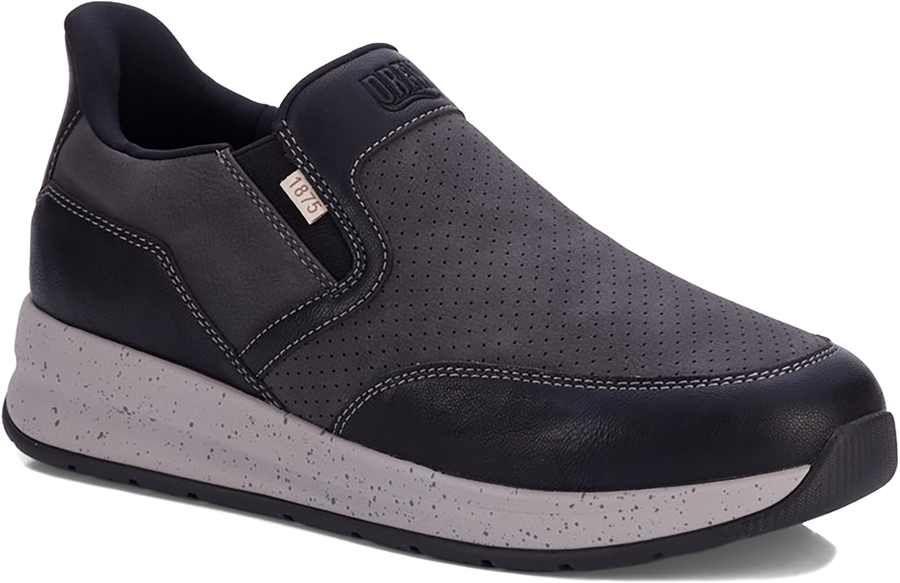 Quarter turn view Men's Drew Footwear style name Caleb 4E in color BLK COMBO. Sku: 40117-194E