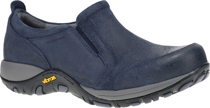 Quarter turn view Women's Dansko Footwear style name Pippy Waterproof in color Navy Suede. Sku: 4365290200