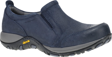 Quarter turn view Women's Dansko Footwear style name Pippy Waterproof in color Navy Suede. Sku: 4365290200