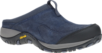 Quarter turn view Women's Dansko Footwear style name Pia Waterproof Clog in color Navy. Sku: 4368290200