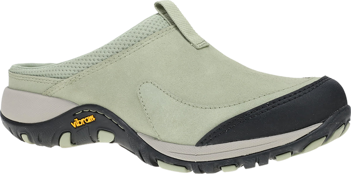 Quarter turn view Women's Dansko Footwear style name Pia Waterproof Clog in color Green Tea. Sku: 4368510200