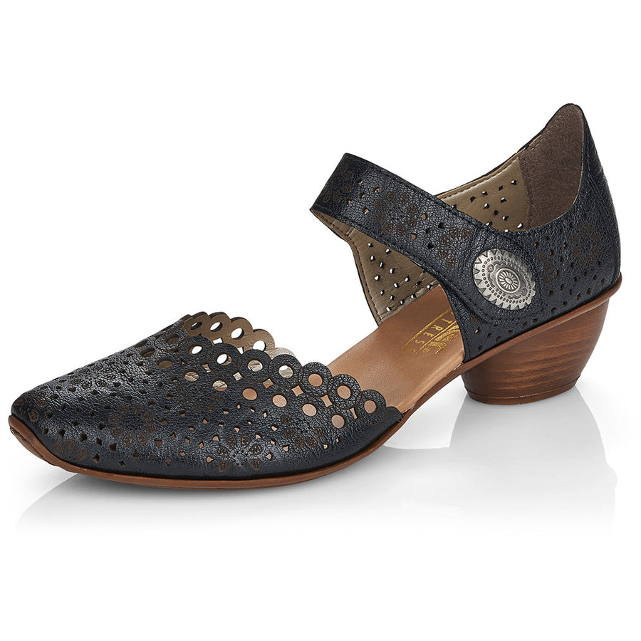 Quarter view Women's Footwear style name Mirjam 53 in color Black. SKU: 43753-00