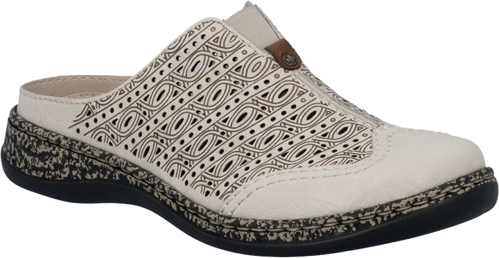 Quarter turn view Women's Rieker Footwear style name Daisy 76 in color Crema. Sku: 46376-60