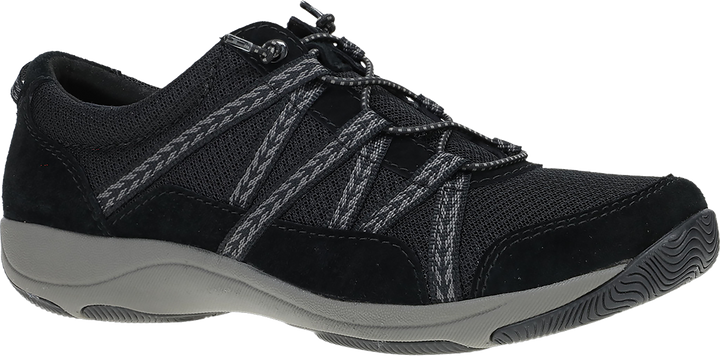 Quarter turn view Women's Dansko Footwear style name Harlyn Wide in color BLK/BLK SD. Sku: 4856100210