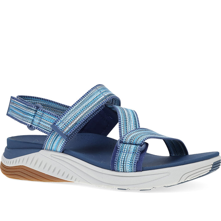Quarter turn Women's Dansko Footwear style name Rayna in color Blue Multi. Sku: 4917390354