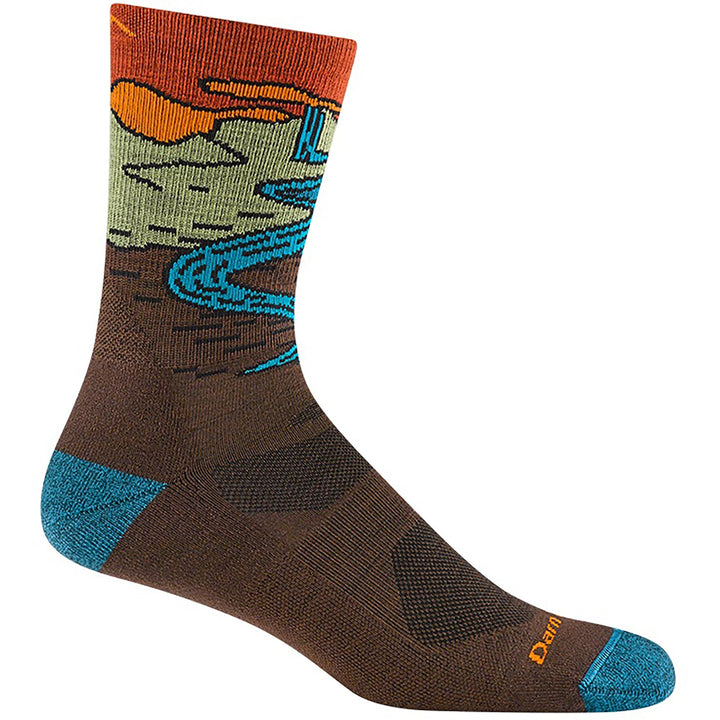 Quarter turn Men's Darn Tough Sock style name Chasing Waterfalls in color Earth. Sku: 5020-EARTH