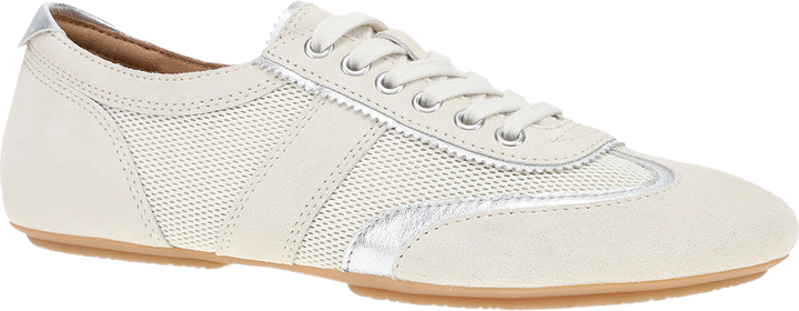 Quarter turn view Women's Dansko Footwear style name Milana in color Vanilla Suede. Sku: 5707660300