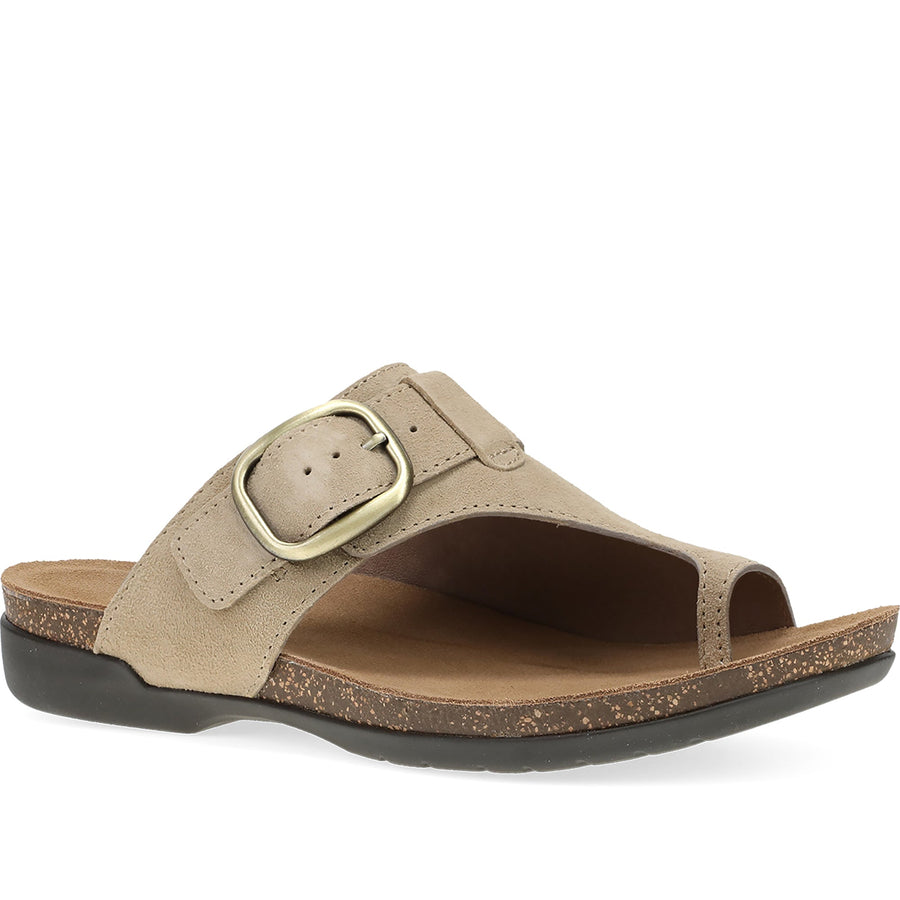 Quarter turn Women's Dansko Footwear style name Rylee in color Sand Suede. Sku: 6031035300