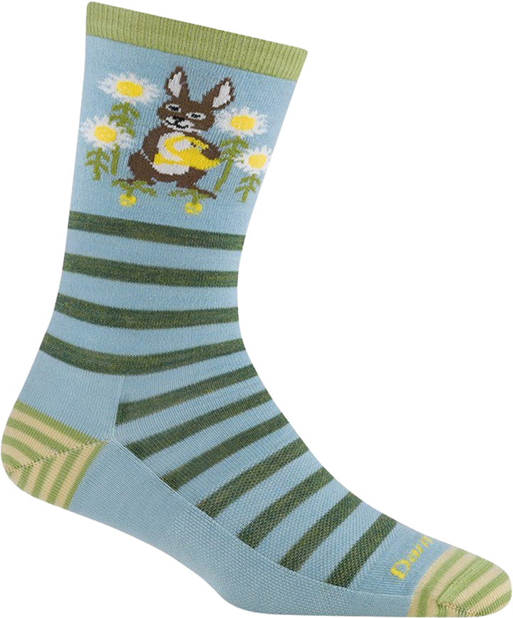 Quarter turn view Women's Darn Tough Sock style name Animal Haus in color Bunny Blue. Sku: 6037-BUNNYBLUE