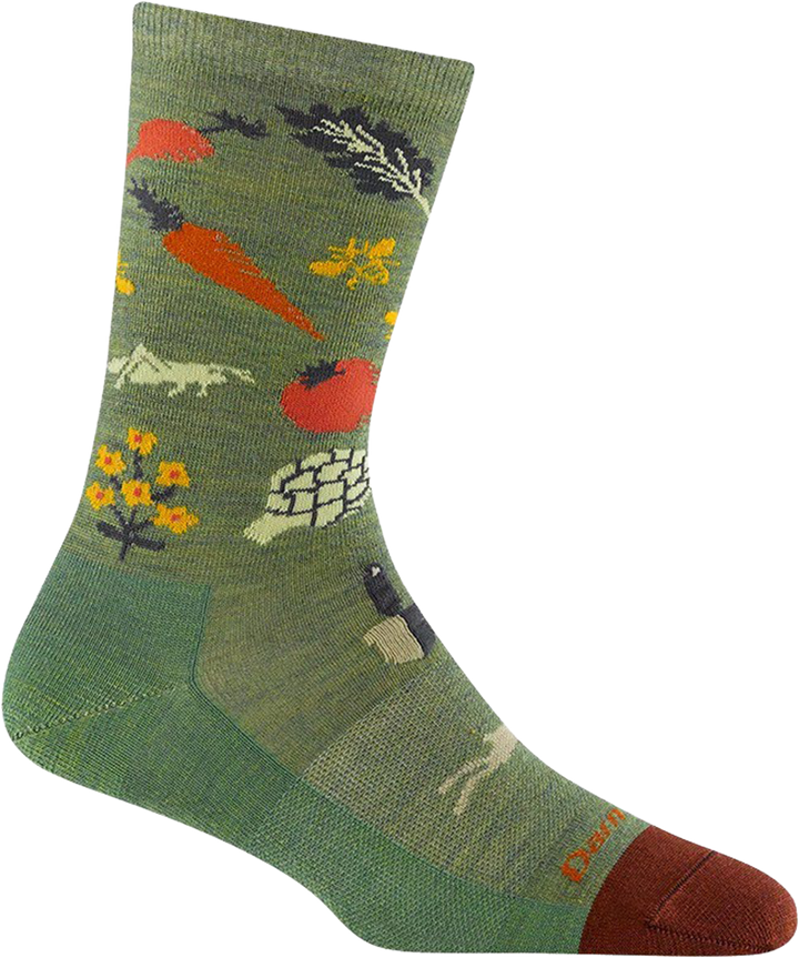 Quarter turn view Women's Darn Tough Sock style name Farmer'S Market in color Willow. Sku: 6054-WILLOW