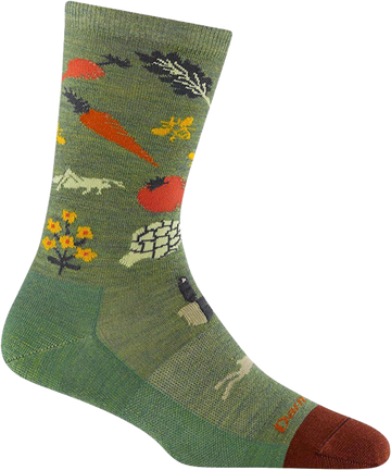 Quarter turn view Women's Darn Tough Sock style name Farmer'S Market in color Willow. Sku: 6054-WILLOW