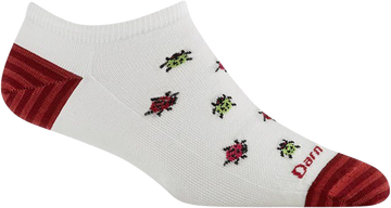 Quarter turn view Women's Darn Tough Sock style name Lucky Lady in color White. Sku: 6074-WHITE