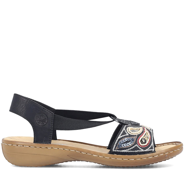 Quarter turn Women's Rieker Footwear style name Regina B4 in color Black. Sku: 608B4-00
