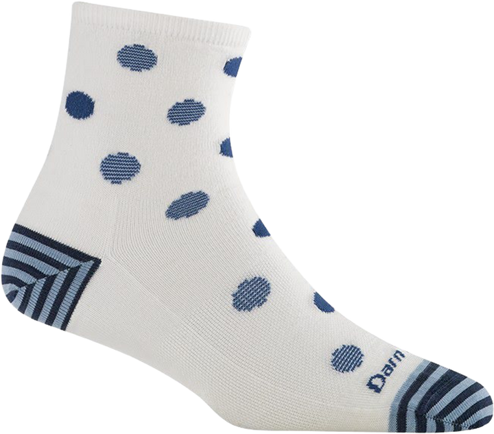 Quarter turn view Women's Darn Tough Sock style name Dottie in color White. Sku: 6103-WHITE