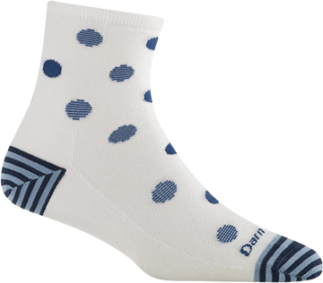 Quarter turn view Women's Darn Tough Sock style name Dottie in color White. Sku: 6103-WHITE