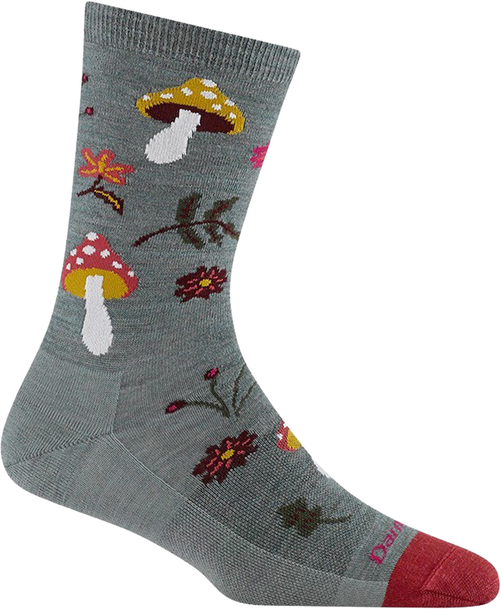 Quarter turn view Women's Darn Tough Sock style name Shroom Bloom in color Seafoam. Sku: 6133-SEAFOAM