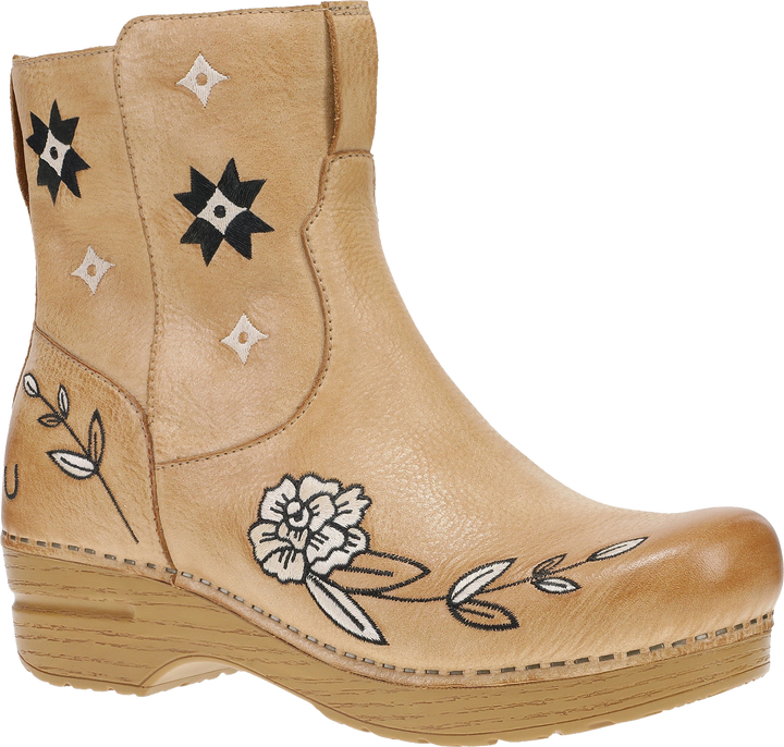 Quarter turn view Women's Dansko Footwear style name Jenny Earl Boot in color HONEY DIST. Sku: 618581464
