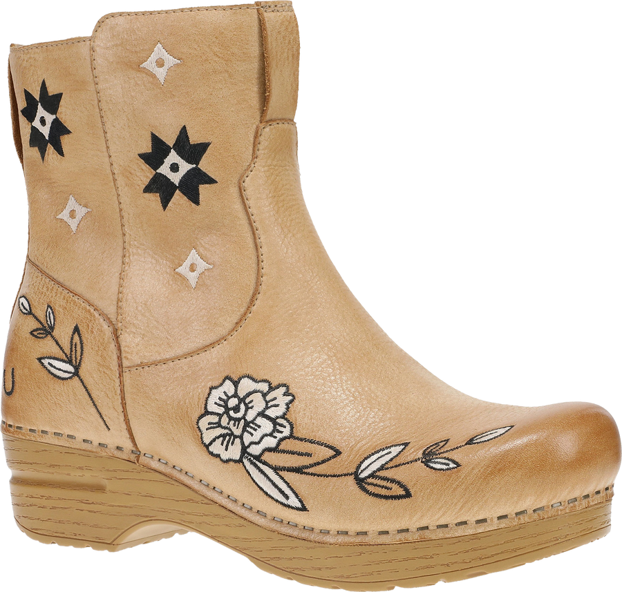Quarter turn view Women's Dansko Footwear style name Jenny Earl Boot in color HONEY DIST. Sku: 618581464