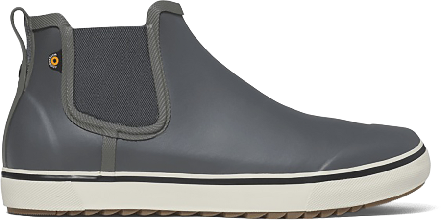 Quarter turn view Men's Bogs Footwear style name Kicker Rain Chelsea II in color GRAY. Sku: 73041-020
