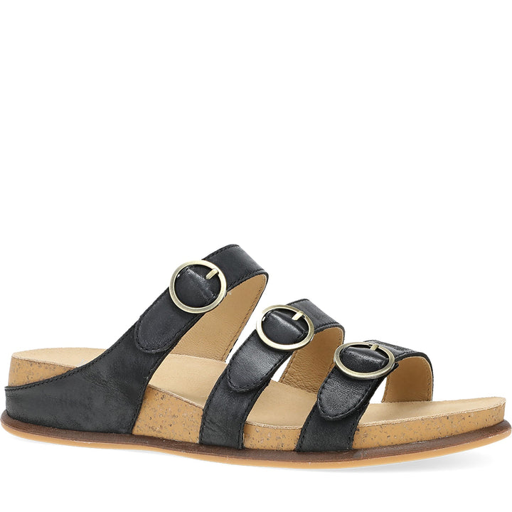Quarter Turn Women's Campbell Footwear in Black Burnished Nappa. Sku: 7802100300