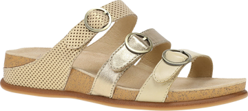 Quarter turn view Women's Dansko Footwear style name Campbell in color Gold Multi. Sku: 7802300300
