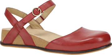 Quarter turn view Women's Dansko Footwear style name Christine in color RED BRN NP. Sku: 7804040300