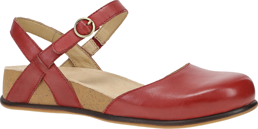 Quarter turn view Women's Dansko Footwear style name Christine in color RED BRN NP. Sku: 7804040300