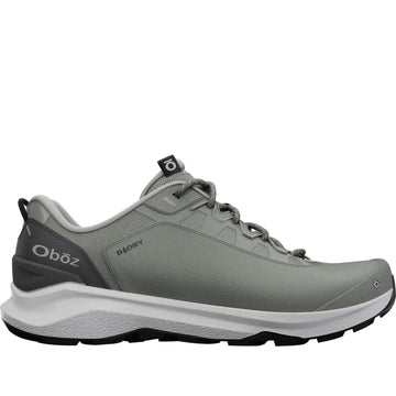 Quarter turn Men's OBOZ Footwear style name Cottonwood Low Bdry in color Hazy Gray. Sku: 78201-HAZY