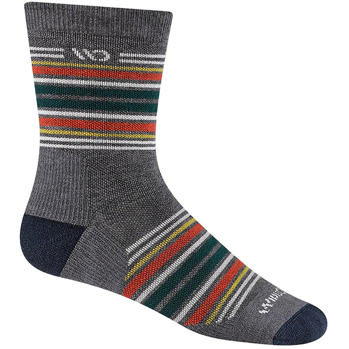 Quarter turn Men's Wide Open Sock style name Multi Stripe Cushion Crew in color Gray. Sku: 9005-GRAY