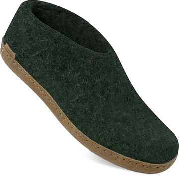 Quarter turn view Women's Glerups Footwear style name Shoe Leather in color FOREST. Sku: A-09