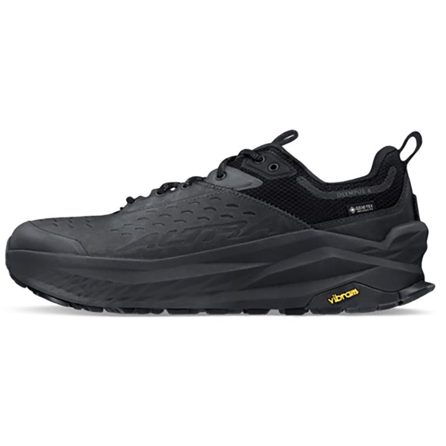 Quarter turn view Men's Altra Footwear style name Olympus 6 Hike Low Gore-Tex in color Black. Sku: AL0A85NM-000
