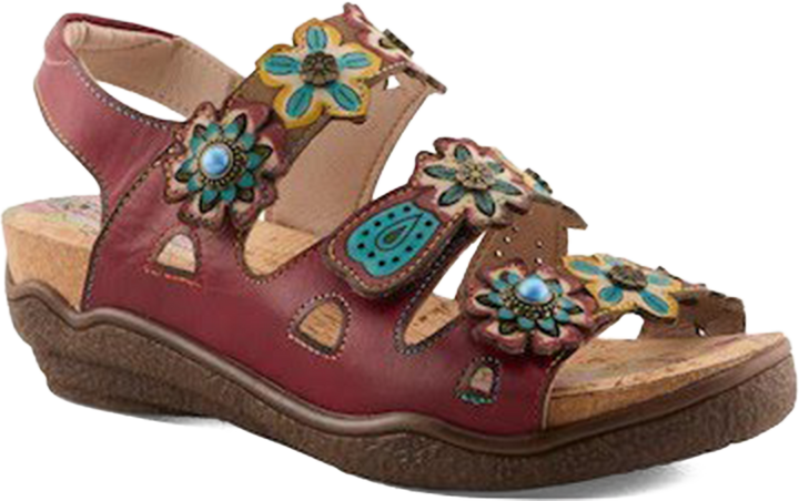 Quarter turn view Women's L'Artiste Footwear style name Bethie in color Dark Red. Sku: BETHIE-DRDM