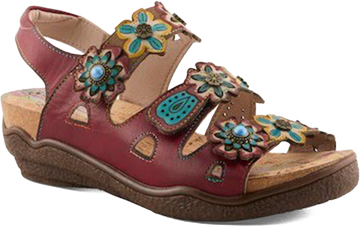 Quarter turn view Women's L'Artiste Footwear style name Bethie in color Dark Red. Sku: BETHIE-DRDM
