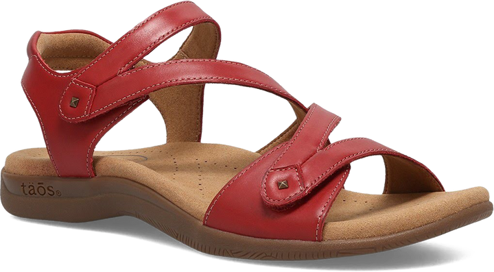 Quarter turn view Women's Taos Footwear style name Big Time in color Red. Sku: BGT-14132RED