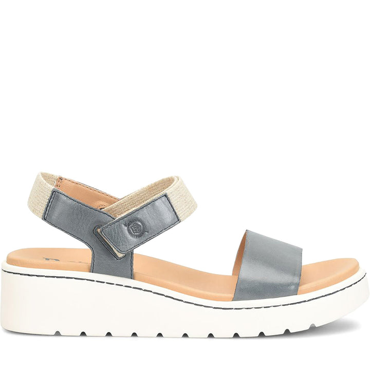 Quarter turn Women's BORN Footwear style name Kyla in color Navy. Sku: BR0072334