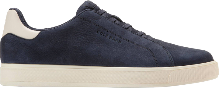 Quarter turn view Men's Cole Haan Footwear style name Grandpro Luxe Slip in color Navy Nubuck. Sku: C40668