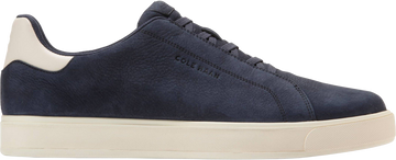 Quarter turn view Men's Cole Haan Footwear style name Grandpro Luxe Slip in color Navy Nubuck. Sku: C40668