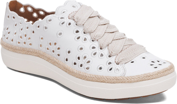 Quarter turn view Women's Aetrex Footwear style name Charlotte in color White. Sku: CA711
