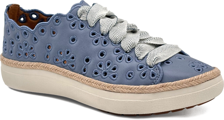 Quarter turn view Women's Aetrex Footwear style name Charlotte in color Hazy Blue. Sku: CA718